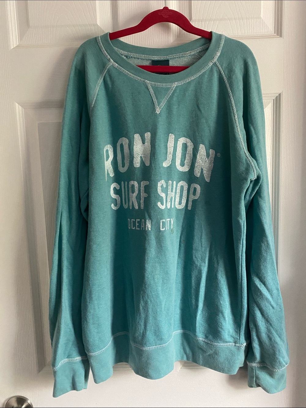 Ron Jon Surf Shop Teal Crewneck Sweatshirt with White Logo